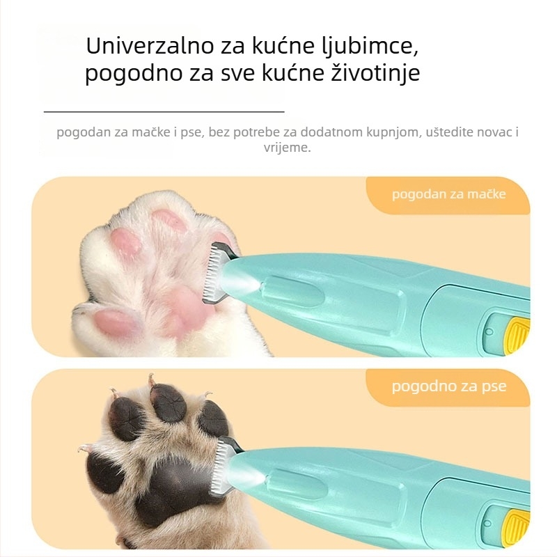 Električni uređaj za njegu kućnih ljubimaca – za pse i mačke, piljenje dlake na šapama i brusilica za nokte, ABS i nehrđajući čelik