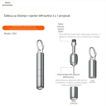 Čistač s aluminijske legure i PIN-om za izbacivanje SIM kartice za pretince mobitela / Bluetooth - Model Pj-9068, Yixuan Digital, 6 g