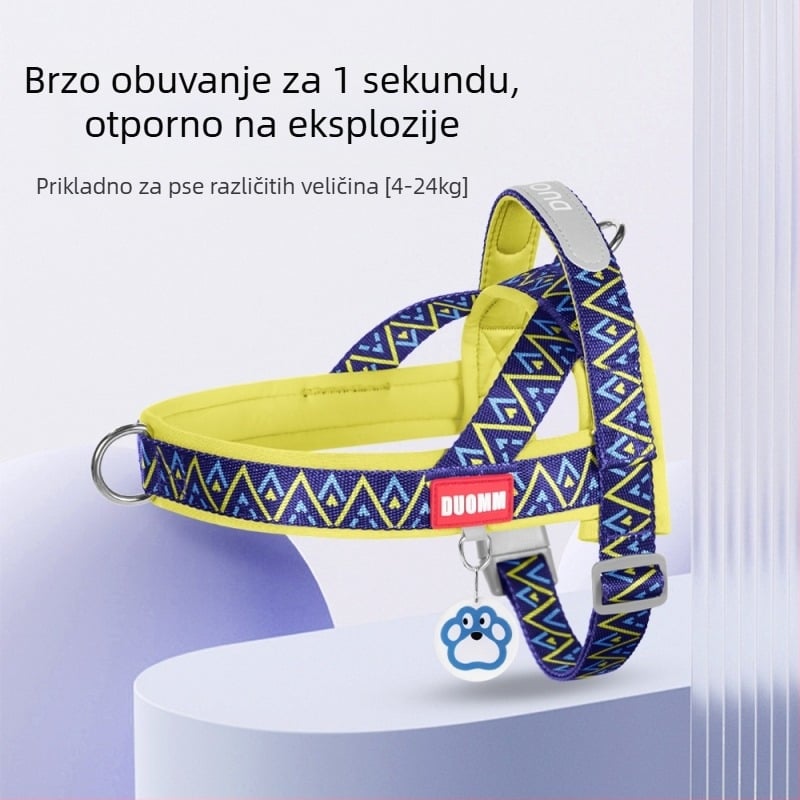 Pasji prsni harness s brzim oblačenjem i anti-ruptura remenom, najlonski sličan materijal, Duo Mao Mao, FB-583