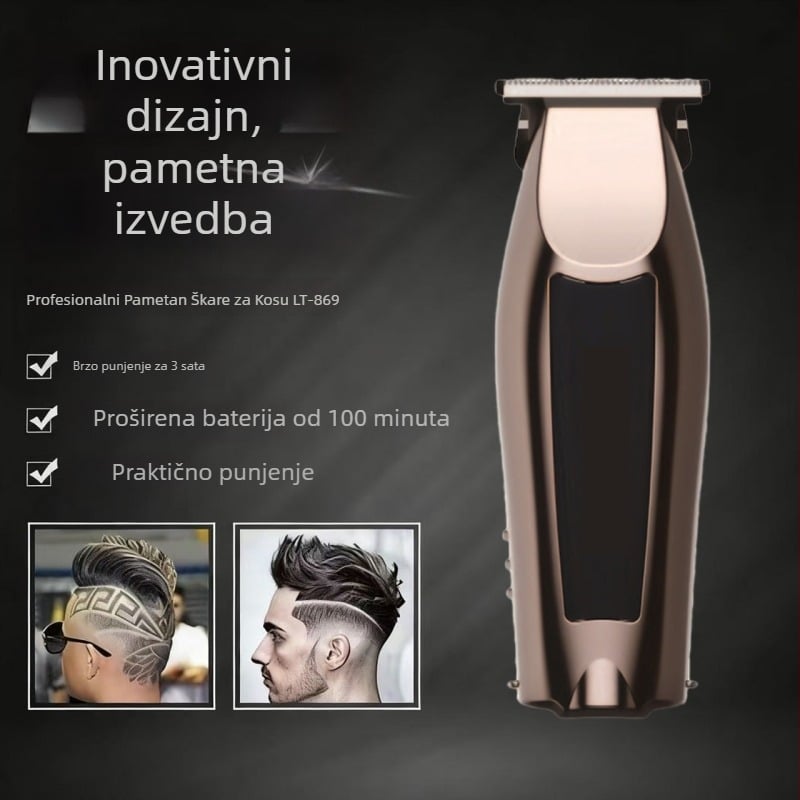 Bežični kliper za kosu – za kućnu upotrebu, motor bez četkica, nože od nehrđajućeg čelika, ugrađeni akumulator 800–1000 mAh, buka < 36 dB, periv (Motor bez četkica, Nože od nehrđajućeg čelika, Ugrađeni akumulator 800–1000 mAh, Buka < 36 dB, Periv)