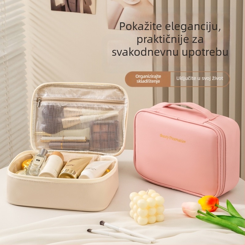 Odvojiva kozmetička torbica, kubnog oblika, PU materijal, višestruka namjena za putovanja