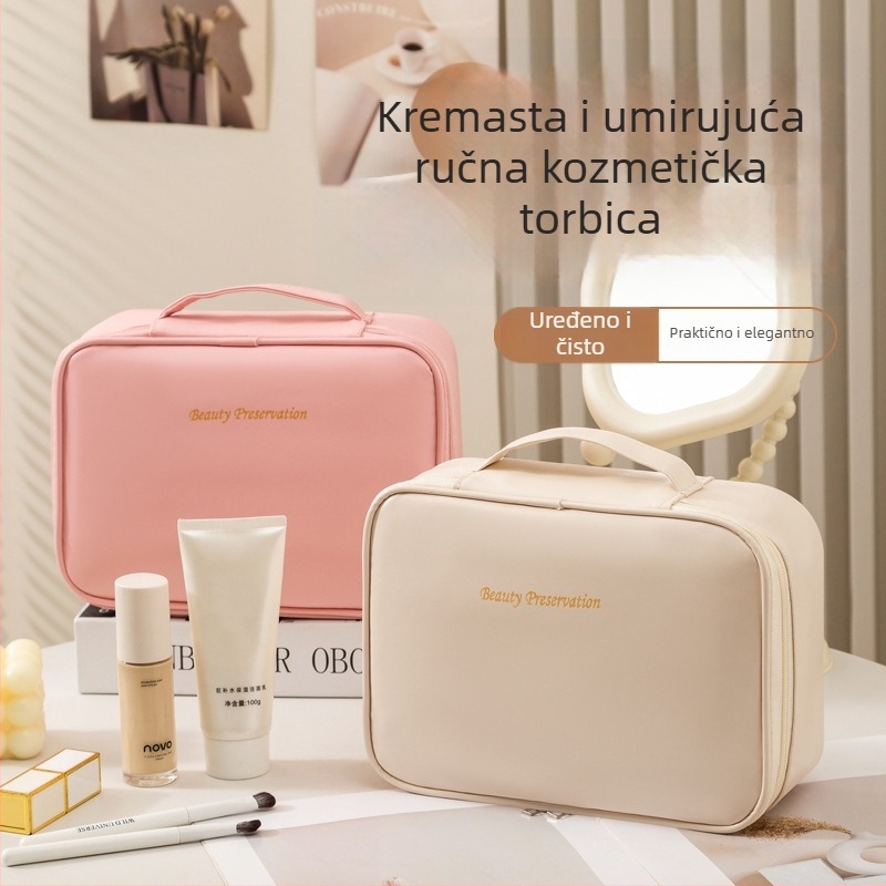 Odvojiva kozmetička torbica, kubnog oblika, PU materijal, višestruka namjena za putovanja