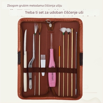 Set alata za čišćenje uha – svjetleća žlica za uho, nehrđajući čelik + futrola za pohranu, 11-dijelni komplet, marka Qilizuo