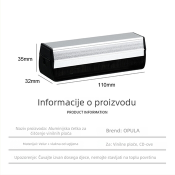 Četka za čišćenje gramofonskih ploča, model KCL-1907, materijali: spužva, EVA, ABS, težina 57 g, univerzalna kompatibilnost