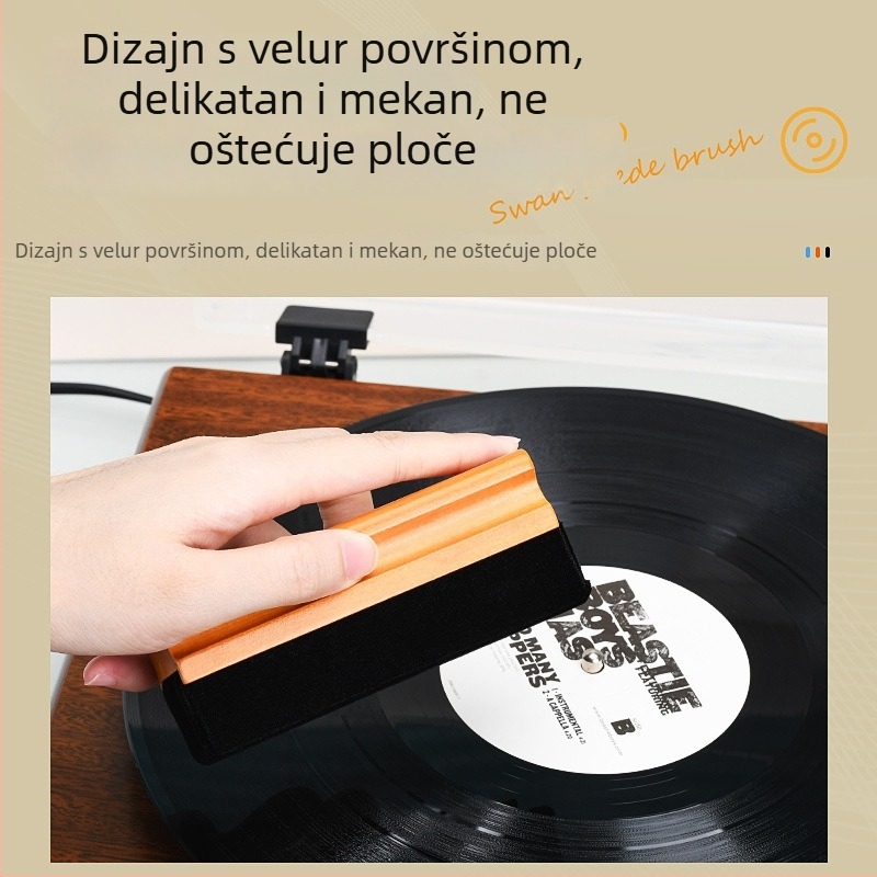 Četkica za vinilne ploče od velura, drveta i EVA spužve; model KCL-1908; težina 0.06; veličina pakiranja 120×42×47 mm