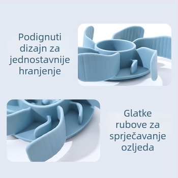 Posuda za sporo hranjenje kućnih ljubimaca sa silikonskim dijeličem hrane i usisnom čašom (Materijal: silikon za hranu; Pogodno za mačke i pse)