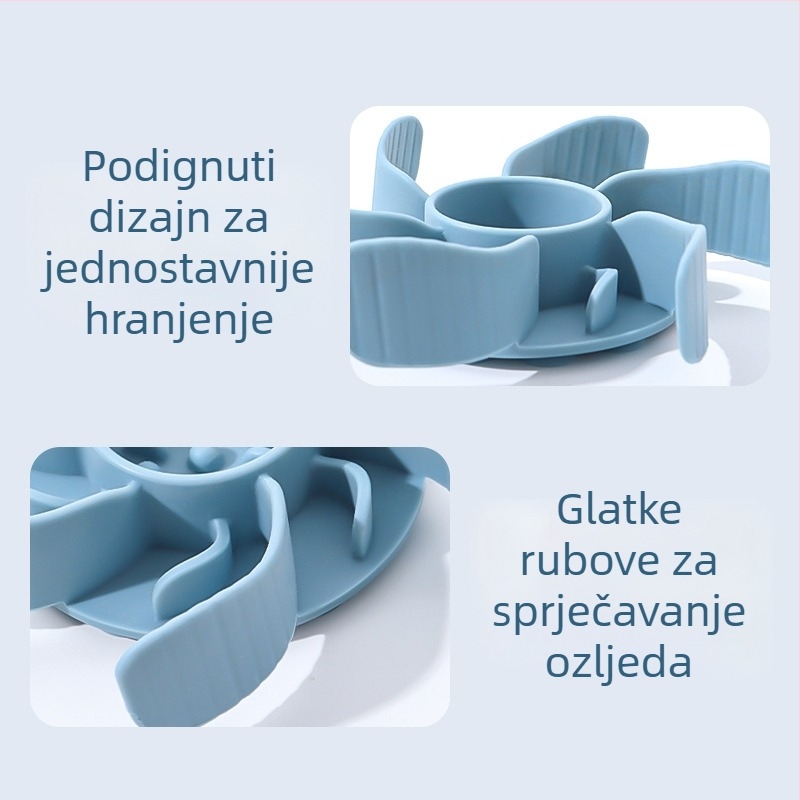 Posuda za sporo hranjenje kućnih ljubimaca sa silikonskim dijeličem hrane i usisnom čašom (Materijal: silikon za hranu; Pogodno za mačke i pse)