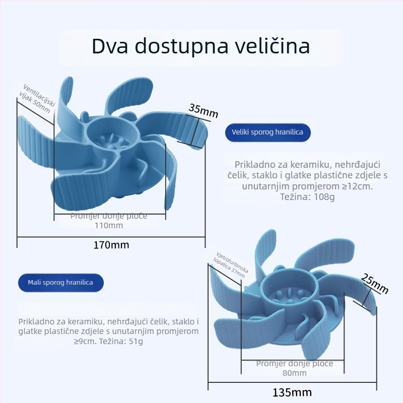 Posuda za sporo hranjenje kućnih ljubimaca sa silikonskim dijeličem hrane i usisnom čašom (Materijal: silikon za hranu; Pogodno za mačke i pse)