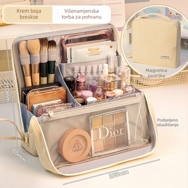 Šmink torbica Four Seasons, veliki kapacitet, prenosiva s podijeljenim pretincima, materijal: tkanina, stil: moderni minimalistički