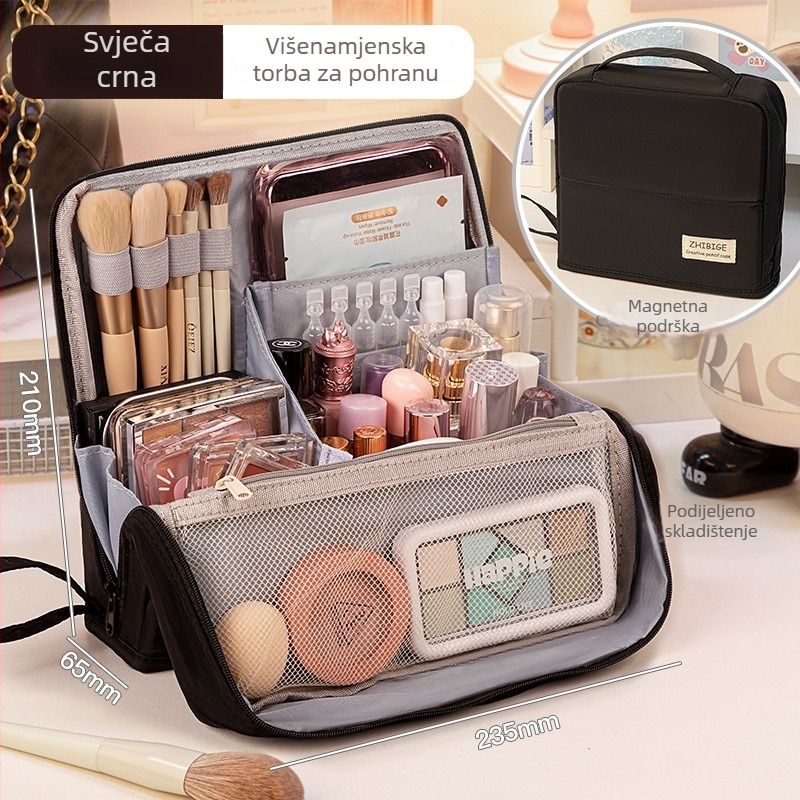 Šmink torbica Four Seasons, veliki kapacitet, prenosiva s podijeljenim pretincima, materijal: tkanina, stil: moderni minimalistički