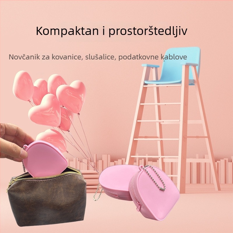 Kockasta silikon torbica za kabele i slušalice – višestruka namjena, za putovanje, moderni minimalistički stil.
