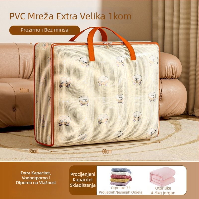 Torba za skladištenje ćebeta, prozirna kubična PVC torba, velika kapaciteta, višenamjenski organizator za ćebeta, odjeću i cipele, za spavaću sobu i putovanja