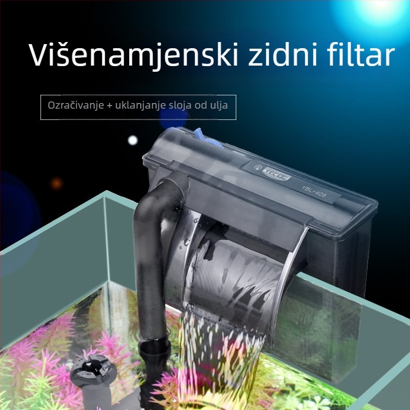 Yee Filter za akvarij – Mala tiha vanjska 3-u-1 pumpa za zidni vodopad, oksigenacija i cirkulacija, plastika; Za slatkovodne ribe; Modeli: YMB-401/403/404/405; Brand: Yee