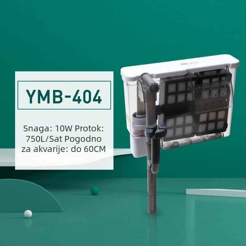 Yee Filter za akvarij – Mala tiha vanjska 3-u-1 pumpa za zidni vodopad, oksigenacija i cirkulacija, plastika; Za slatkovodne ribe; Modeli: YMB-401/403/404/405; Brand: Yee
