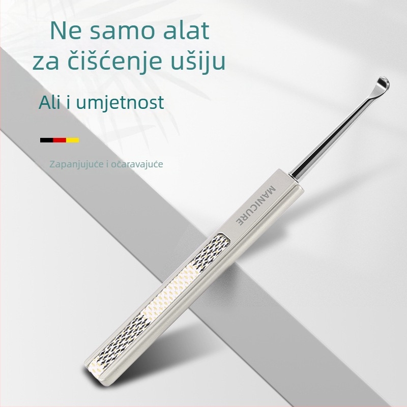 Nehrđajući čelik, jednohlavá ušna žlica za čišćenje ušnog kanala, klasičan oblik žlice