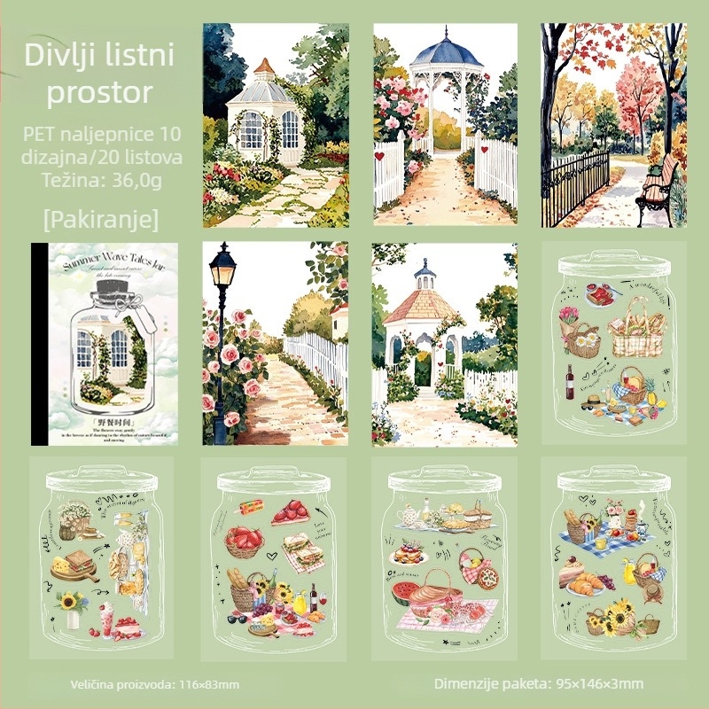 Good day PET album s naljepnicama, 20 listova, Ljetna tema krajolika, DIY priručnik