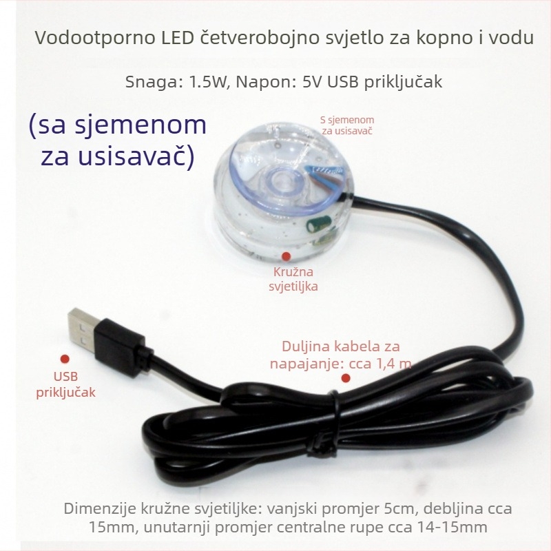 Podvodno LED osvjetljenje za akvarij s pumpom za vodu i dekoracijom rockery fontane