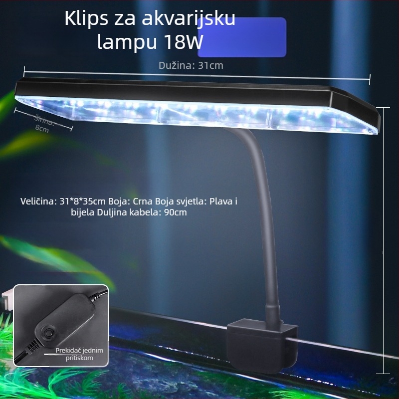Klip LED svjetiljka za akvarij, vodootporna rasvjeta za vodene biljke, dodatno osvjetljenje (Brand Tianyue; Materijal ABS; Snaga 3W)