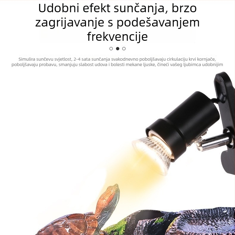 Lampa za basking za reptile — 25W, puni UVB spektar, podesiva pod više kutova, PVC i nehrđajući čelik