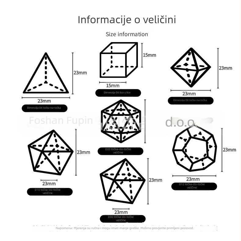 Wowu D20 poliedrične kocke – sintetski kristal, 20 stran, 1 set, mogućnost prilagodbe