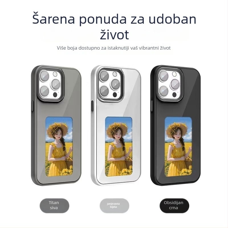 Kućište za telefon s E-Ink zaslonom i AI projekcijom, NFC, prilagodljivo, mat TPU materijal, otpornost na padove, za seriju iPhone 13–14