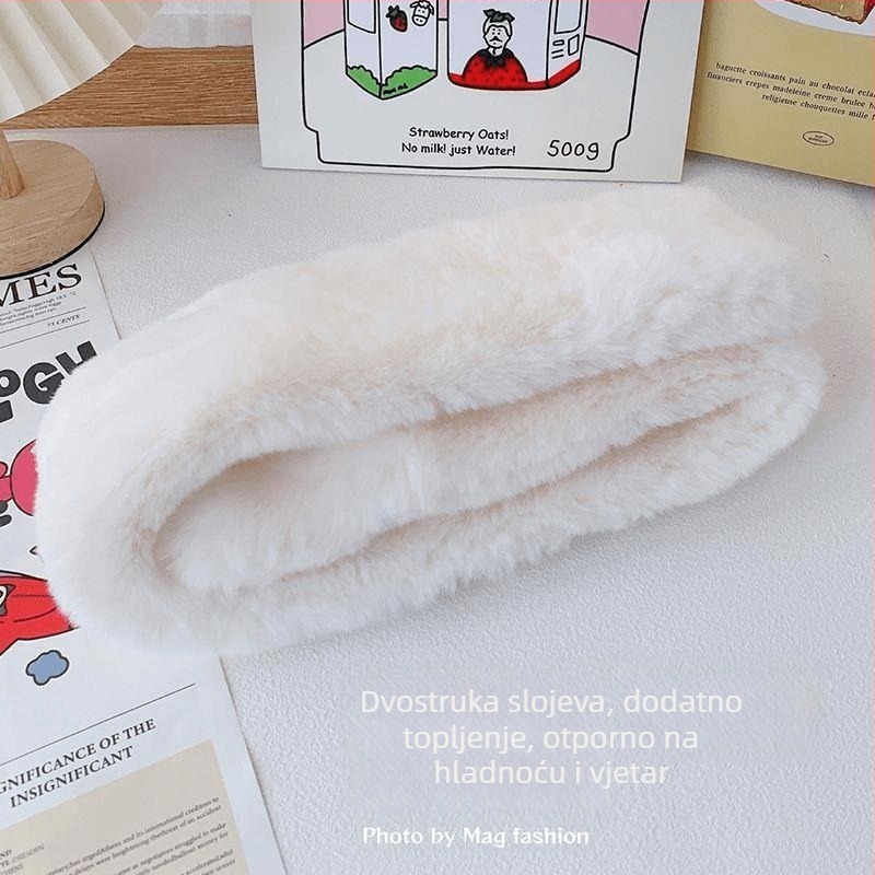 Ženski zimski šal od umjetnog krzna, križni dizajn, imitacija zeca, korejski stil, debeo jednoplošni dizajn