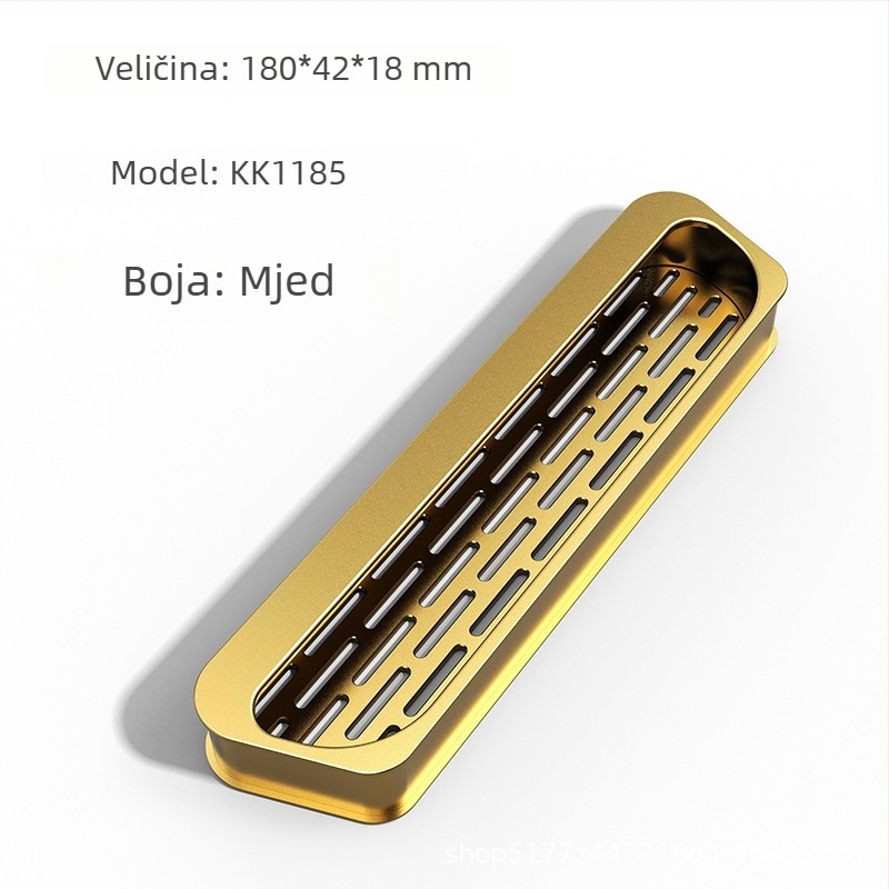 Ručka za vrata ormarića s mrežicom za ventilaciju - aluminijska legura, CNC obrada, traka oblik, modularna ugradnja