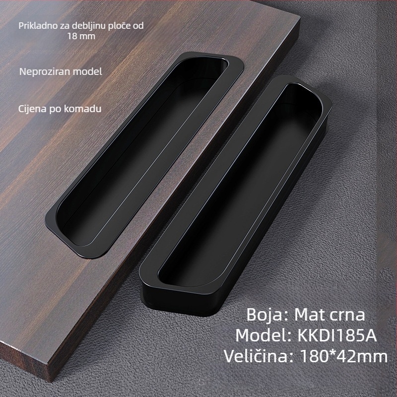 Ručka za vrata ormarića s mrežicom za ventilaciju - aluminijska legura, CNC obrada, traka oblik, modularna ugradnja