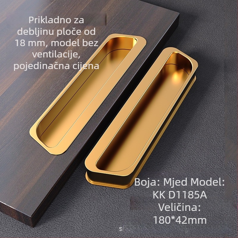 Ručka za vrata ormarića s mrežicom za ventilaciju - aluminijska legura, CNC obrada, traka oblik, modularna ugradnja