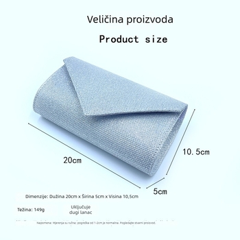 Večernja torba u europsko-američkom stilu, sjajna tkanina, clutch s poklopcem i lancem preko ramena (Materijal: tkanina; Unutarnja podstava: Poliester; Stil nošenja: ispod pazuha; Zatvaranje: poklopac; ID pretinica)