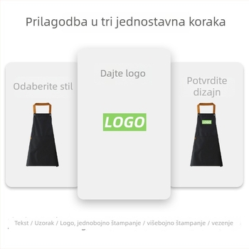 Pregača bez rukava s prilagođenim logotipom, vodonepropusna i otporna na masnoće, materijal: poliester + PVC, moderan minimalistički stil, jednobojni dizajn