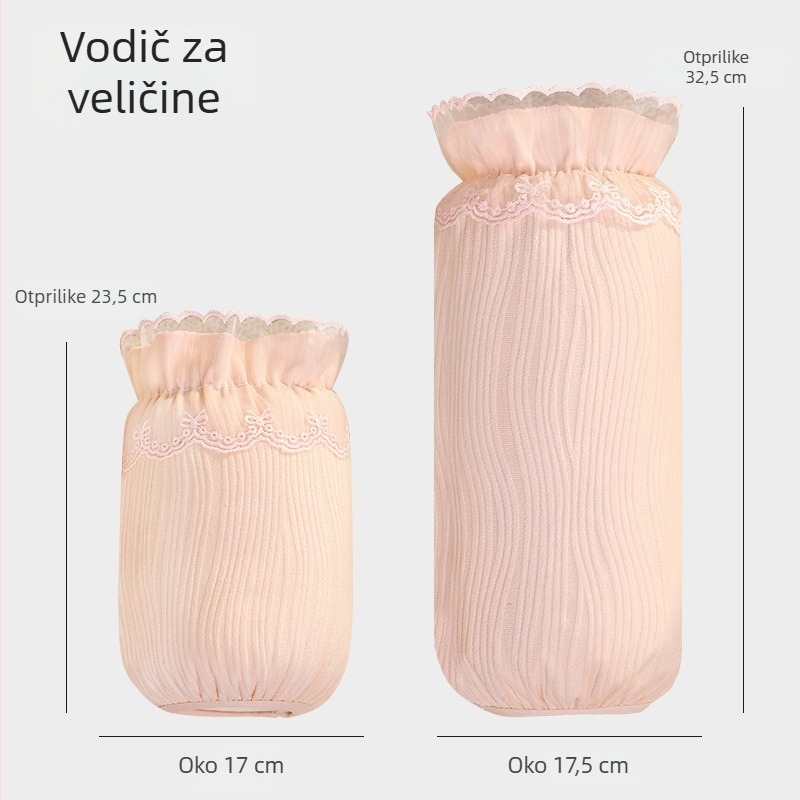 Ženski zaštitni rukavi od flanel materijala s čipkom, sašiveni, anti-prljavosti, jesen-zima, jednostavan uzorak