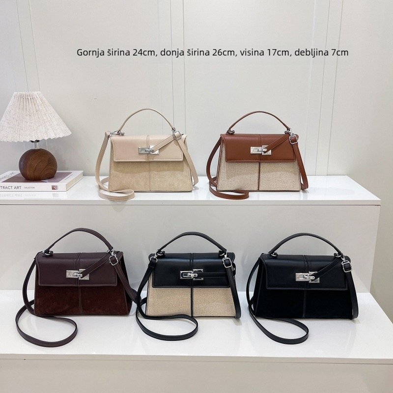 Ženska crossbody torba kvadratnog oblika, PU koža, zatvarač, unutarnji džepovi za telefon i dokumente, urbani stil