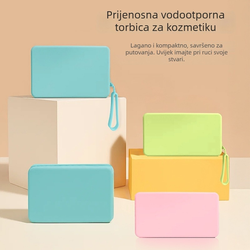 Silikonska torbica za šminku, cilindričnog oblika, velike kapacitete, vodootporna i periva, model yk-1443