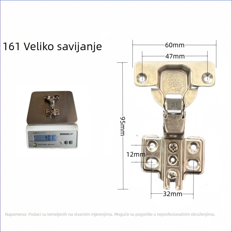 Hydraulična šarka za ormariće 161261, hladno valjani čelik, 42–45 g, za namještaj