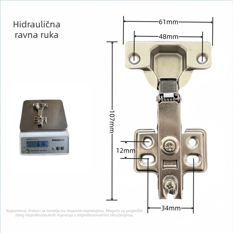 Hydraulična šarka za ormariće 161261, hladno valjani čelik, 42–45 g, za namještaj