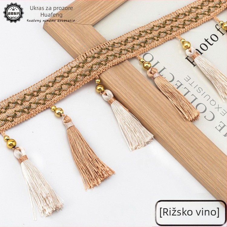 Zavjesni čipkasti ukras s resicama - Materijal: baza od šestouglaste mreže + poliesterska nit; Namijenjeno ručnim radovima; Šifra proizvoda: 1024947142; Marka: Drugo