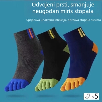 Peti-prstne čarape od pamuka za proljeće – prozračne, tople, jedne boje, kratkog kroja, 90–95% pamuka