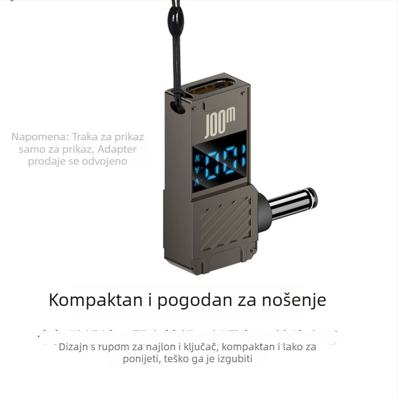 One Core Type-C na DC digitalni adapter s LCD zaslonom, PD 100W brzo punjenje, pretvarač napajanja za prijenosno računalo
