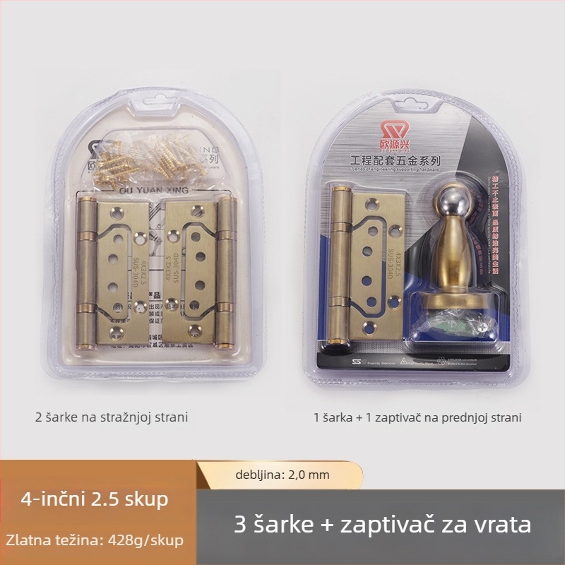 Trostruki vrataški panta od nehrđajućeg čelika — oblik H, završna obrada žico vučena i elektrolitno galvanizirana, moderan stil