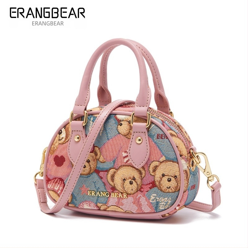 Torba za rame Bear Attachment, uličnog stila, poliesterska, oblik školjke, zatvarač, unutarnja pretinica za telefon
