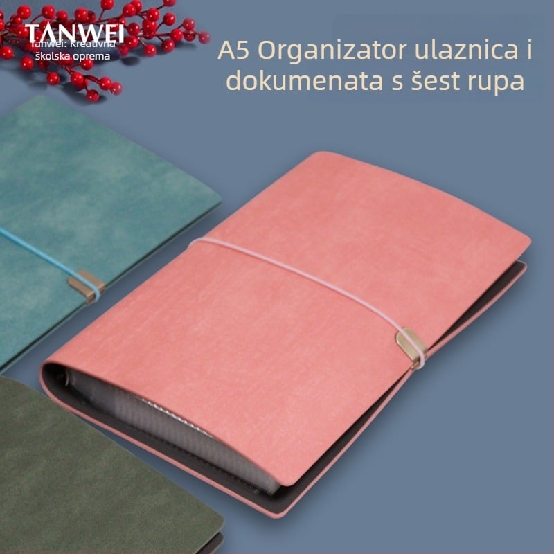 A5 mapa za karte za kazalište i putovanja – šestodijelni binder, PU koža, mogućnost prilagodbe i tiskanje logotipa, ovlaštena privatna marka