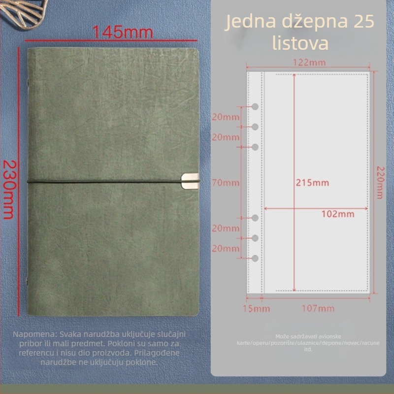 A5 mapa za karte za kazalište i putovanja – šestodijelni binder, PU koža, mogućnost prilagodbe i tiskanje logotipa, ovlaštena privatna marka