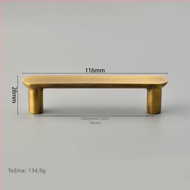 Bar ručka za ormare, bakrena, brušena površina, moderni minimalistički stil, model 8915, Hunter Rui, za vrata ormara i ladice