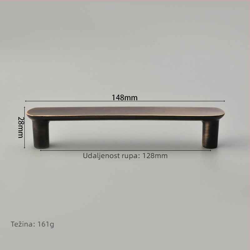 Bar ručka za ormare, bakrena, brušena površina, moderni minimalistički stil, model 8915, Hunter Rui, za vrata ormara i ladice