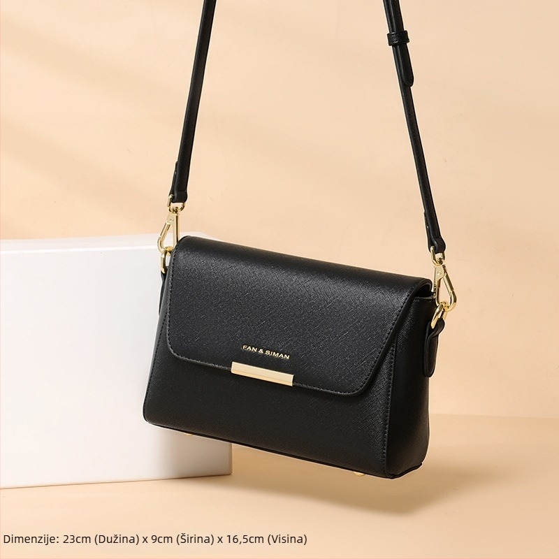Vanessman ženska crossbody torba - PU materijal, mala kvadratna torba, zatvaranje klapnom, podstava od tkanine, unutarnji džepovi: zip džep, džep za telefon, džep za ID.