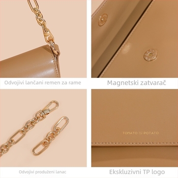 Ženska crossbody torba, urbanog jednostavnog stila, od prave kože, vodoravno kvadratnog oblika, zatvaranje kapom, podstava od tkanine.