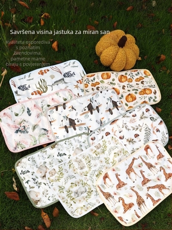 Jastuk za bebu od osmerostrukog gaze od bambus-pamuk tkanine, karikaturističkog stila, pogodan za dojenčad.