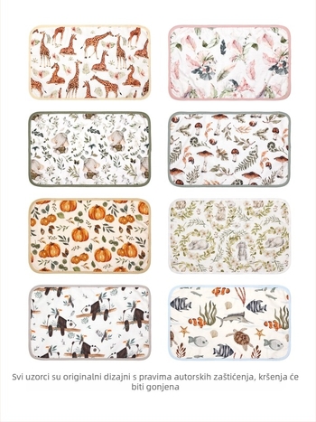 Jastuk za bebu od osmerostrukog gaze od bambus-pamuk tkanine, karikaturističkog stila, pogodan za dojenčad.