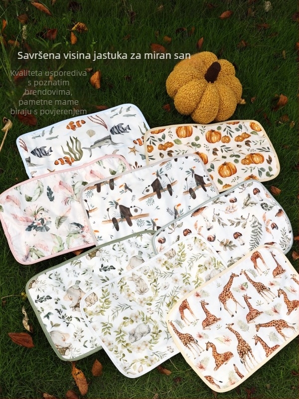 Jastuk za bebu od osmerostrukog gaze od bambus-pamuk tkanine, karikaturističkog stila, pogodan za dojenčad.